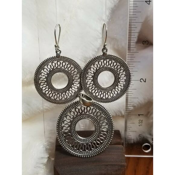 Sterling Silver Pendant and earring set circle J100325 - Picture 4 of 5